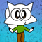 This is Natto, a cute white anthropomorphic cat